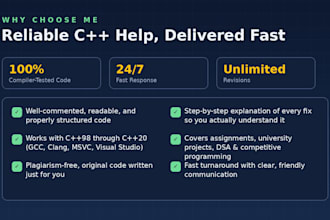 write, debug and fix cpp programming code and projects