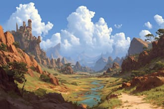 illustrate scenic landscapes in a unique artistic style