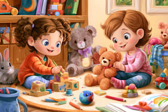 draw custom children story book illustration