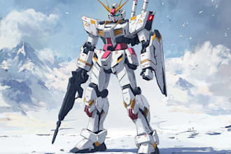 drawing mecha robot gundam illustrations