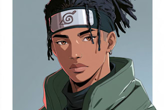 draw you in naruto anime manga style , pro