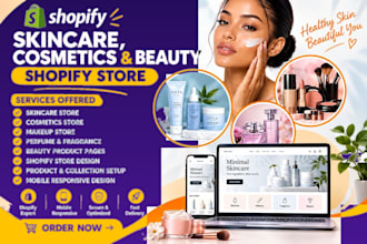 skincare shopify store, cosmetics, beauty makeup, perfume fragrance website