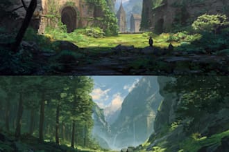 create 2d game environment concept art and illustration