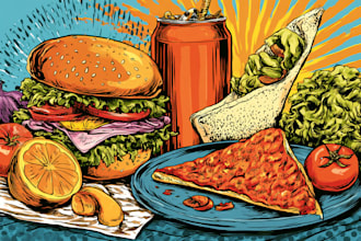 design food pop art of your food pop art illustration