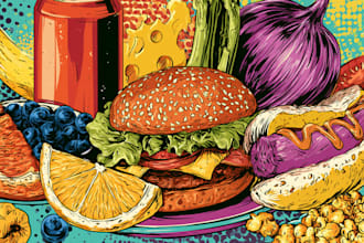 draw a food pop art illustration