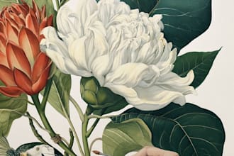 draw botanical illustrations of flowers and plants
