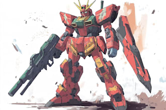 make illustration and concept mecha, gundam, and robot