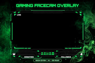 design gaming facecam overlay, webcam border for twitch