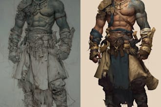 create fantasy character illustration, portrait, scene, splash art