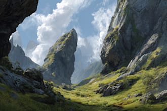 design detailed fantasy landscapes and environments