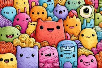 create cute doodles, illustration, sticker design