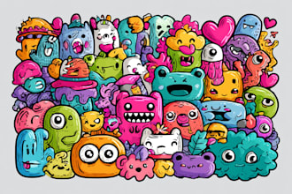 draw cute kawaii doodle illustrations for stickers