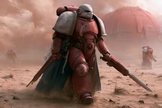 illustrate a fantasy or warhammer 40k character