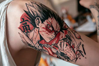 draw amazing anime tattoo design and concept art