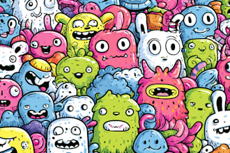 draw cute kawaii doodles stickers illustration design