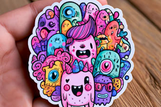 create cute doodles, illustration, sticker design