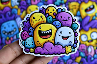design cute kawaii stickers and doodles illustration