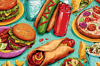 design unique food pop art illustration and artwork