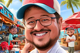 design custom caricature cartoon portr from photo