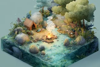 create 2d game environment concept art and illustration