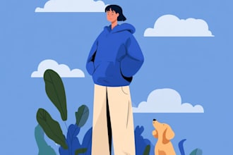 design a unique flat character with simple details