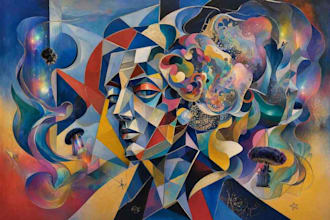 create magical abstract art, psychedelic, surrealism, cubism