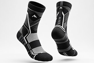 design realistic 3d sock mockup design, footwear model and render for your brand