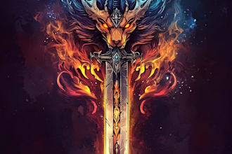do medieval fantasy game, rpg, mmo game logo