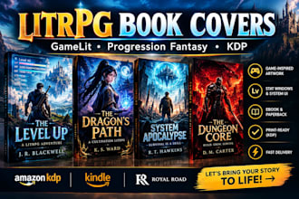 design a powerful litrpg, gamelit or progression fantasy book cover