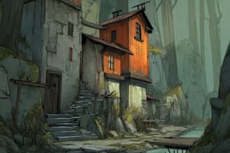 create 2d game environment concept art and illustration