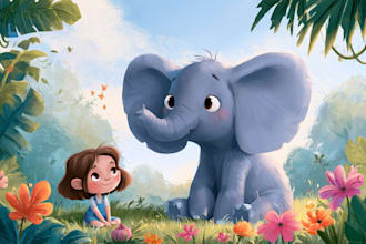 illustrate custom children book illustration, children picture book art