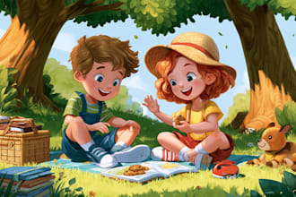 illustrate your children book with colorful artwork