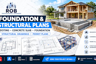 structural engineer drawing foundation design concrete slab footing permit USA