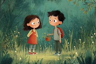 draw illustrated children book illustration, cute and fun