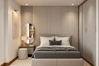 rooftop sketchup 3d penthouse interior, bedrooms, laundry space,furniture render