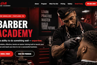 design wix barber academy website barber training school enrollment website