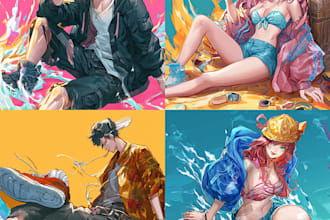 anime character an illustration and anime character