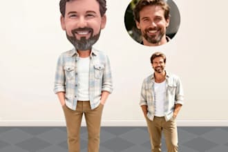 custom bobblehead dolls, personalized bobblehead, and stl model for 3d printing