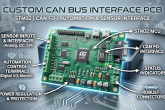 custom can bus interface pcb, stm32, can fd, automation and sensor interface