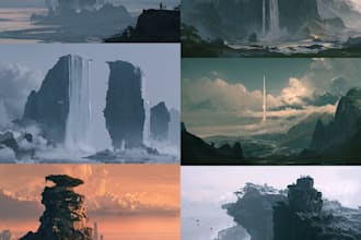 draw fantasy landscape or enviroment art
