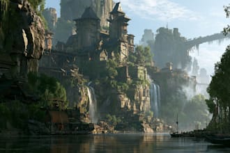 design an environment concept art, fantasy worlds
