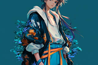 draw moe anime character, fanart, oc in my art style