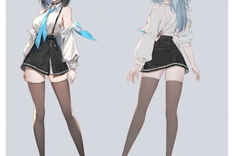 draw character design sheet in anime manga art style