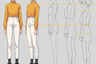 draw custom character sheet or reference sheet design