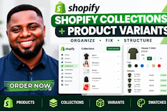 organize shopify collection, shopify product variants, menu and color swatches