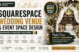 build squarespace wedding venue website space rental inquiries website design
