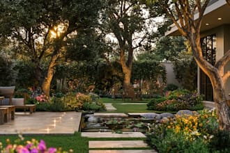 create photorealistic modern villa exterior and garden visualizations