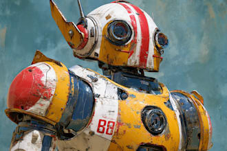 make a gundam, transformer, robot, armor, macha art style