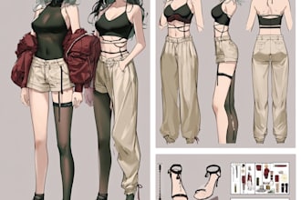 draw character sheet or furry sheet design in anime
