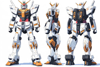 create a gundam robot art and illustration